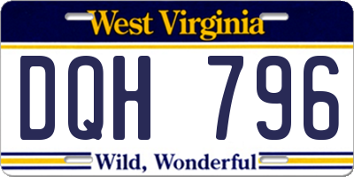 WV license plate DQH796