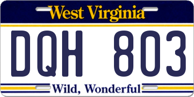 WV license plate DQH803