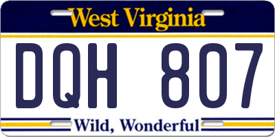WV license plate DQH807
