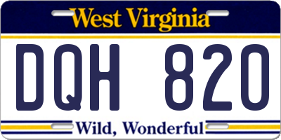 WV license plate DQH820