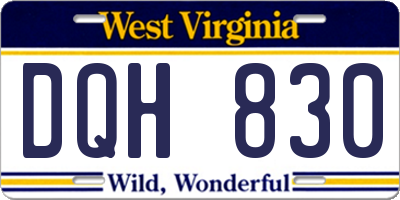 WV license plate DQH830