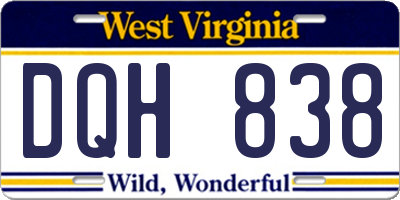 WV license plate DQH838