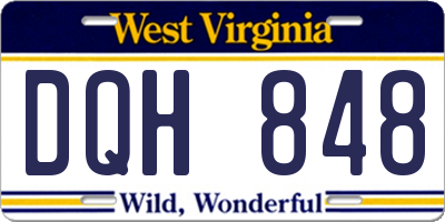 WV license plate DQH848