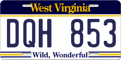 WV license plate DQH853