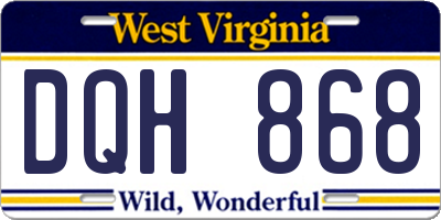 WV license plate DQH868