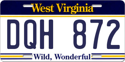 WV license plate DQH872