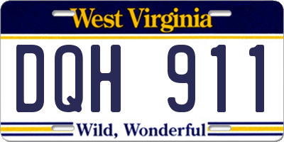 WV license plate DQH911