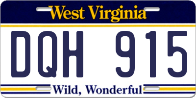 WV license plate DQH915
