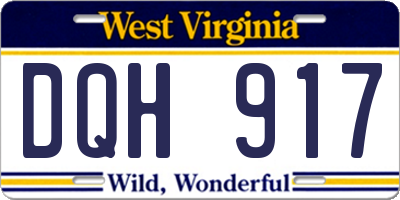WV license plate DQH917