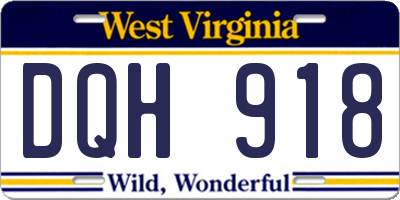WV license plate DQH918