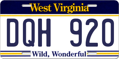 WV license plate DQH920