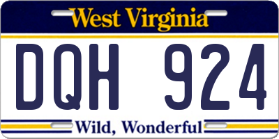 WV license plate DQH924
