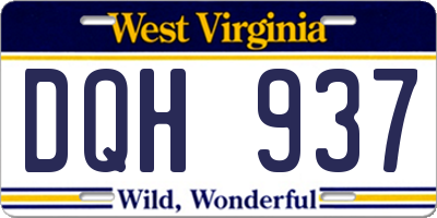 WV license plate DQH937