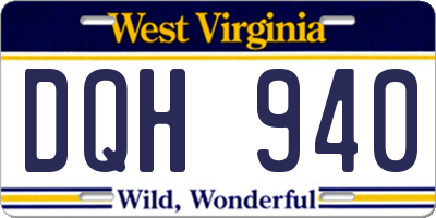 WV license plate DQH940