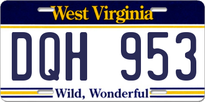 WV license plate DQH953