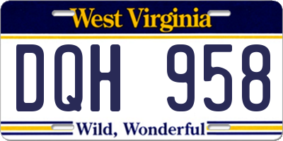WV license plate DQH958