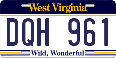 WV license plate DQH961