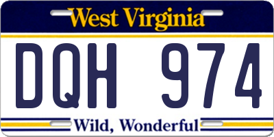 WV license plate DQH974