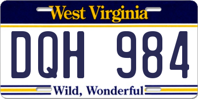 WV license plate DQH984