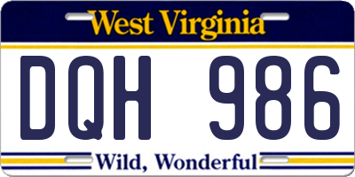 WV license plate DQH986