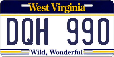WV license plate DQH990