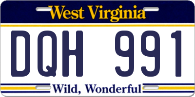 WV license plate DQH991