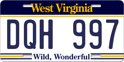 WV license plate DQH997