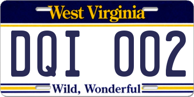WV license plate DQI002