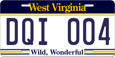 WV license plate DQI004