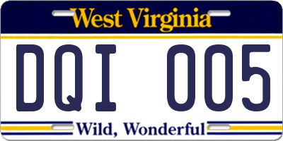 WV license plate DQI005