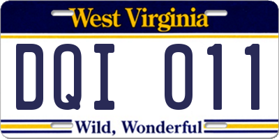 WV license plate DQI011