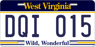 WV license plate DQI015