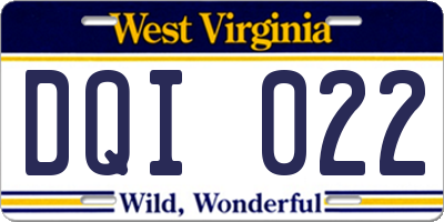 WV license plate DQI022