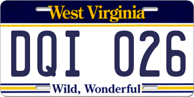 WV license plate DQI026