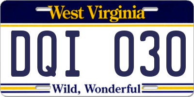 WV license plate DQI030