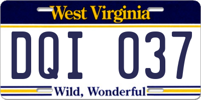 WV license plate DQI037