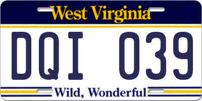 WV license plate DQI039