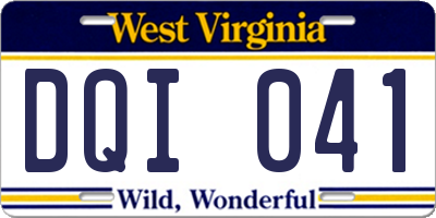 WV license plate DQI041