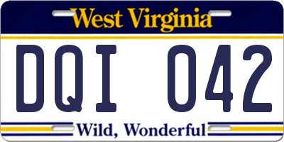 WV license plate DQI042