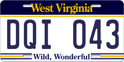 WV license plate DQI043