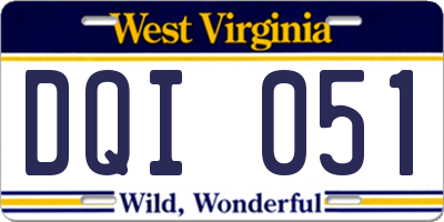 WV license plate DQI051