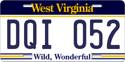 WV license plate DQI052
