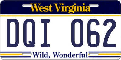 WV license plate DQI062