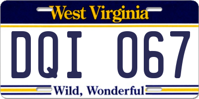 WV license plate DQI067