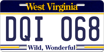 WV license plate DQI068
