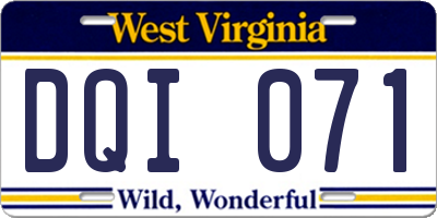 WV license plate DQI071