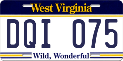 WV license plate DQI075
