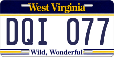 WV license plate DQI077