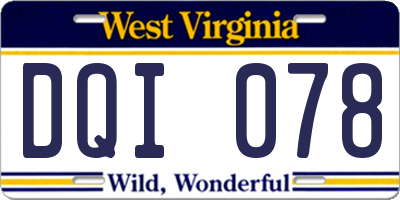 WV license plate DQI078