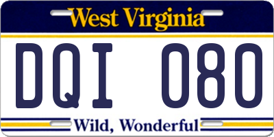 WV license plate DQI080